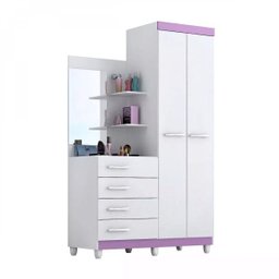 Guarda-Roupa Solteiro com Espelho 2 Portas 4 Gavetas Melissa Acp Móveis Flex Color - 7