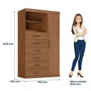 Ver imagem 3 de Guarda Roupa Casal Toledo 6 Portas de Bater com Espelho e Cômoda 6 Gavetas MDP Jatobá Acetinado
