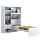 Ver imagem 3 de Guarda Roupa Solteiro 4 Portas 2 Gavetas Bicama Baú MDF Branco Milena
