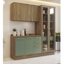 Ver imagem 1 de Armário de Cozinha Modulada Completa Reta 4 Peças 2,00m Botanic Kappesberg - Nogueira/verde Oliva