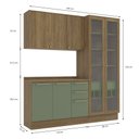 Ver imagem 2 de Armário de Cozinha Modulada Completa Reta 4 Peças 2,00m Botanic Kappesberg - Nogueira/Verde Oliva