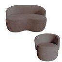Ver imagem 1 de Kit Namoradeira + Poltrona Decorativa Beatriz Orgânica Bouclé Capuccino