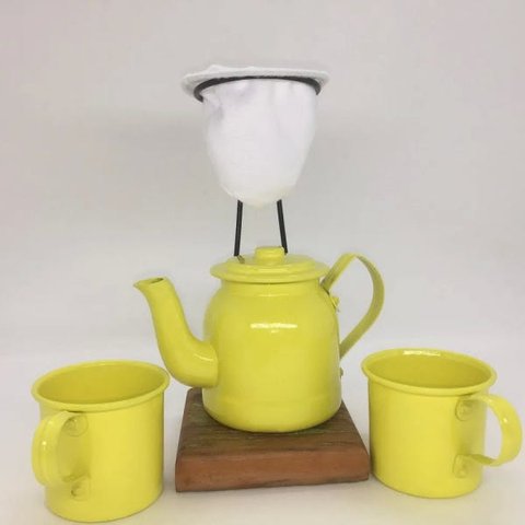 Kit de Café Egoista - Individual - Amarelo - Demolição - feito a mão