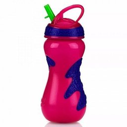 Copo Gator Grip Canudo Rígido 450ml +18m Rosa Nuby - 1