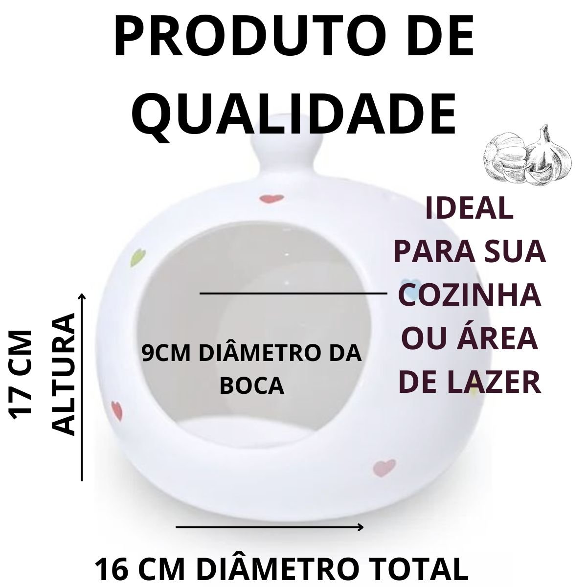 Porta Alho Cebola Saleiro Tempero em Cerâmica Casa Dami Porta Alho, Porta Tempero, Saleiro, Porta Ce - 3