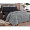 Ver imagem 2 de Kit Aconchego Edredom King dupla face Preto Cinza + Lençol com 6 peças