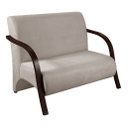 Ver imagem 2 de Conjunto Sevilha Namoradeira + 2 Poltronas Decorativa Braço De Madeira Recepção Sala - Suede Bege Cl