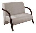 Ver imagem 2 de Conjunto Sevilha Namoradeira + 2 Poltronas Decorativa Braço De Madeira Recepção Sala - Suede Bege Cl
