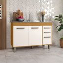 Ver imagem 2 de Balcão 3 Portas e 2 Gavetas 120cm (sem Tampo) Malta Freijo Off Acetinado - Ssx Multicoisas