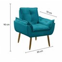Ver mais imagens de Sofá 2 Lugares e 2 Poltrona Decorativa para Sala de Estar Suede Azul Turquesa