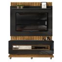 Ver imagem 1 de Rack Porta Basculante com Painel Ripado Pose para Tv de até 60” Preto Gloss/tronco Ripado - Pr Móvei