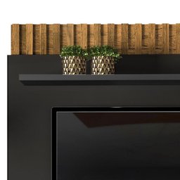 Rack Porta Basculante com Painel Ripado Pose para Tv de até 60” Preto Gloss/tronco Ripado - Pr Móvei - 6