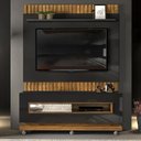 Ver imagem 2 de Rack Porta Basculante com Painel Ripado Pose para Tv de até 60” Preto Gloss/tronco Ripado - Pr Móvei