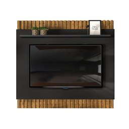 Rack Porta Basculante com Painel Ripado Pose para Tv de até 60” Preto Gloss/tronco Ripado - Pr Móvei - 5