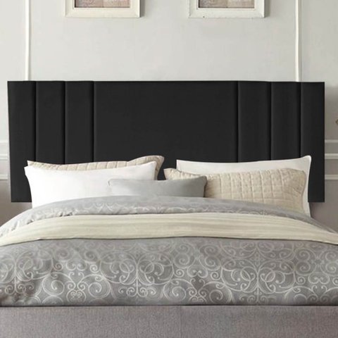 Painel Estofado Luxo Grécia 90cm Solteiro para Cama Box Corino Preto - Gat Magazine