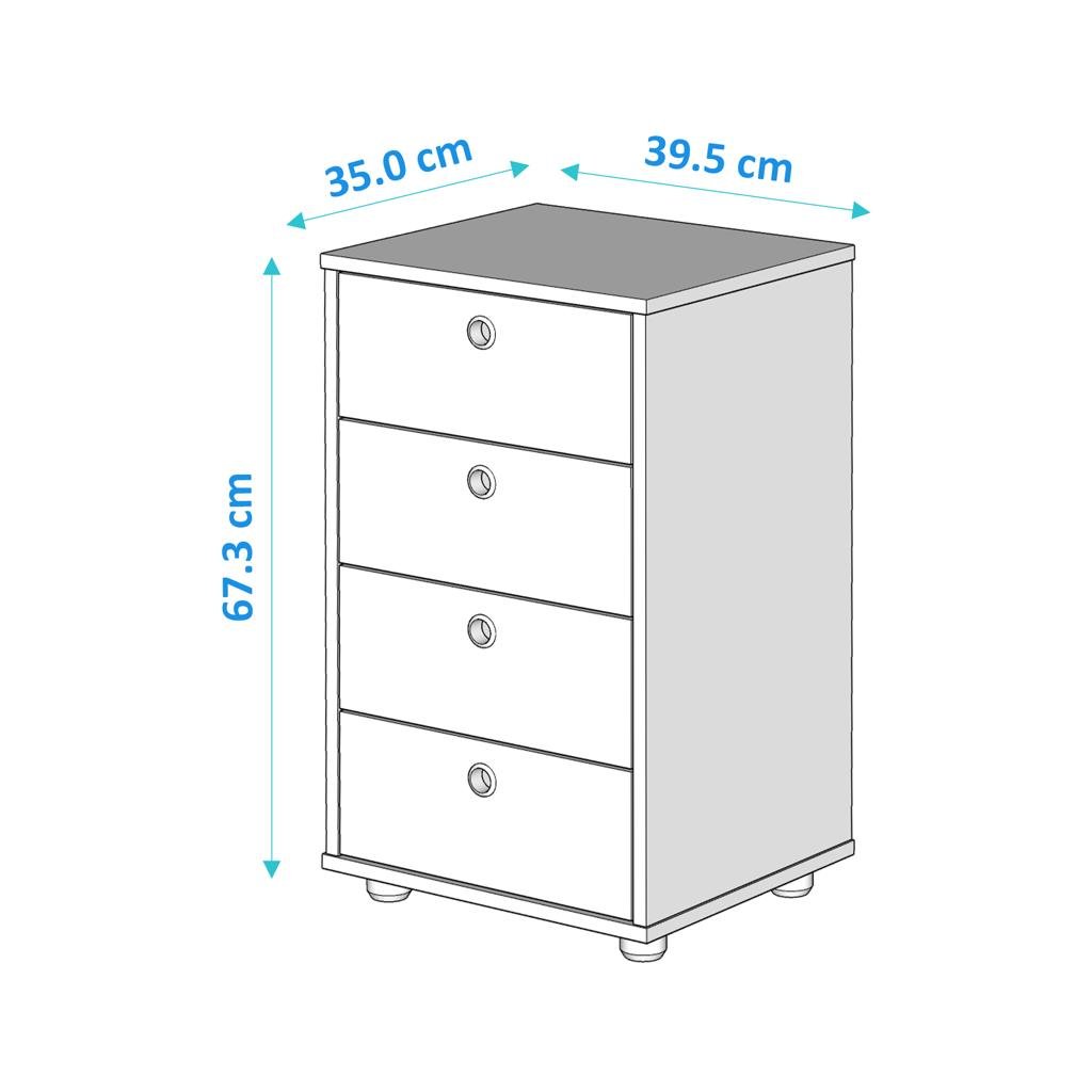 Mesa de Cabeceira Armario de Escritorio Multiuso Classic:branco - 6