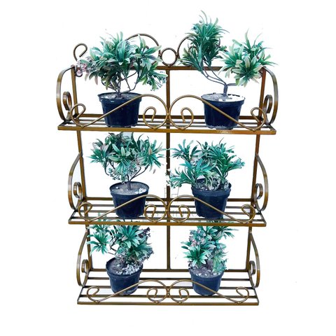 jardineira suporte floreira ferro dourado jardim vertical 3 andares vasos de plantas