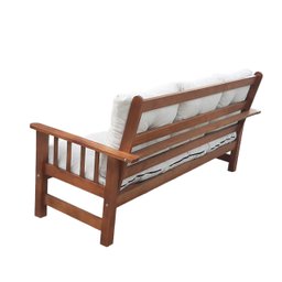 Sofá Cancún 3 Lugares de Madeira Banco Super Resistente Estofado Creme - 8