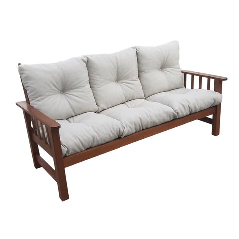 Sofá Cancún 3 Lugares de Madeira Banco Super Resistente Estofado Creme