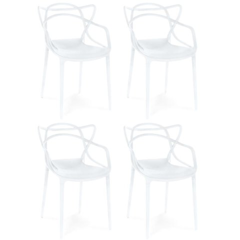 Kit 4 Cadeiras de Jantar Allegra Prática Empilhável - Branco