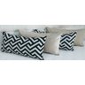 Kit 4 Almofadas Retangulares Sued Amassado Jacquard Cheias - JACQUARD CHEVRON SUED PALHA - 1