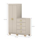 Ver imagem 2 de Cômoda Roupeiro Cristal 2 Portas 4 Gavetas Fendi Multiuso com 7 Nichos