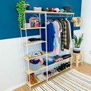 Ver imagem 2 de Armário Arara Closet Completo Modular Ample Natural e Branco