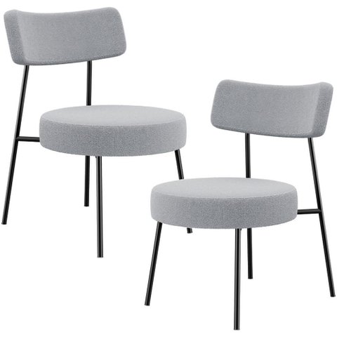 Kit 02 Poltronas Decorativas para Sala de Estar Base Fixa Londres L02 Bouclê Cinza - Lyam
