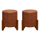 Ver imagem 1 de Puff Thor Kit 2 Unidades Corano Camel com Pés Madeira Sofisticado