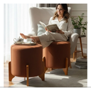 Ver imagem 4 de Puff Thor Kit 2 Unidades Corano Camel com Pés Madeira Sofisticado