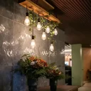 Ver imagem 5 de Luminária Lustre Rústico Madeira 7 Pendentes Corrente E27 Bivolt para Sala Varanda