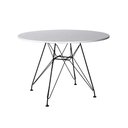 Ver imagem 1 de Mesa Eiffel Redonda 90cm Tampo de Madeira Branco com Base de Ferro Preto