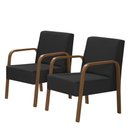 Ver imagem 1 de Kit 2 Poltronas Decorativas 1 Lugar Luna Braço Madeira D Salla Suede Preto