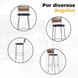 Kit 6 Banqueta Bistro para Cozinha Junco Cappuccino Àrea Gourmet Balcão Bancada bares Churrasqueira - 5