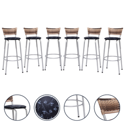 Kit 6 Banqueta Bistro para Cozinha Junco Cappuccino Àrea Gourmet Balcão Bancada bares Churrasqueira - 1