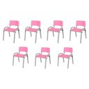Ver imagem 1 de Kit 7 Cadeiras Infantil Iso, Escola, Base Cinza- Rosa