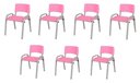 Ver imagem 1 de Kit 7 Cadeiras Infantil Iso, Escola, Base Cinza- Rosa