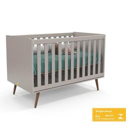 Jogo de Quarto Infantil Retrô com Cômoda 3 Gavetas e Berço Cinza/eco Wood - Matic Móveis - 4