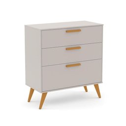 Jogo de Quarto Infantil Retrô com Cômoda 3 Gavetas e Berço Cinza/eco Wood - Matic Móveis - 2