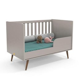 Jogo de Quarto Infantil Retrô com Cômoda 3 Gavetas e Berço Cinza/eco Wood - Matic Móveis - 5