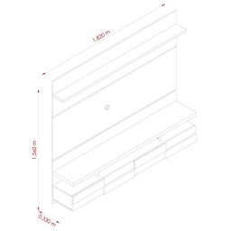 Bancada Suspensa Home Painel Lana 180cm para TV até 60 Polegadas Luminária LED Porta Basculante Rij - 3