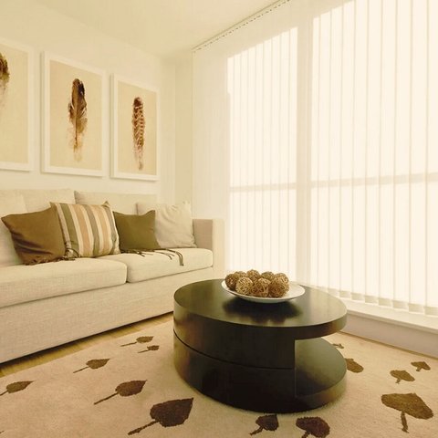 Persiana Vertical Tecido - Linha Angra - Offwhite Mescla Garcia 1,9m até 2,15m 1,0m até 1,29m