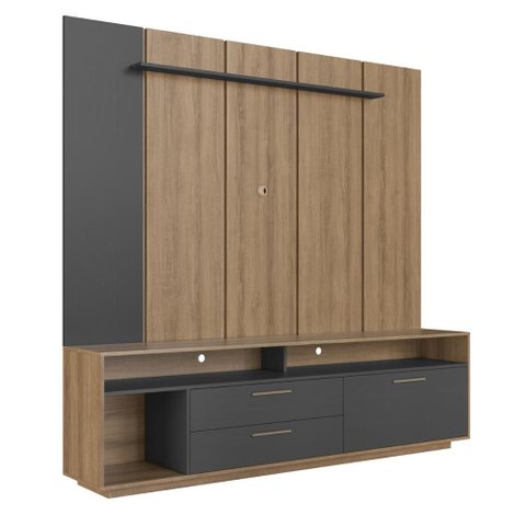 Home Rack e Painel para Tv até 75 Polegadas com Iluminação Led Reims Grafite