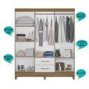 Ver imagem 4 de Guarda Roupa Casal 6 Portas e 2 Gavetas Naturale / Branco Panamá - Moval