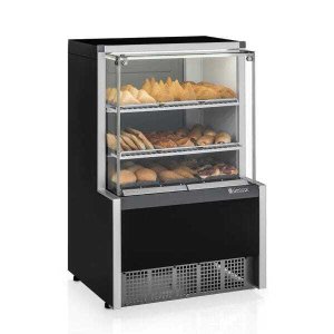 Vitrine Estufa MEQA-075R PR Preta Linha Aurora Gelopar Vidro Reto 0.75m 220V