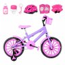 Bicicleta Infantil Aro 16 Nylon + Kit Proteção Lilás e Rosa - 2