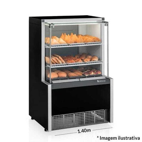 Vitrine Estufa MEQA-140R PR Preta Linha Aurora Gelopar Vidro Reto 1.40m 110V