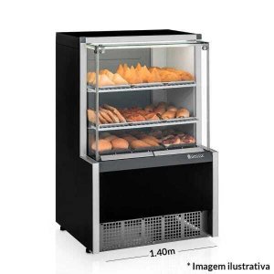 Vitrine Estufa MEQA-140R PR Preta Linha Aurora Gelopar Vidro Reto 1.40m 220V