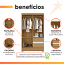 Ver imagem 4 de Guarda Roupas Solteiro 4 Portas 2 Gavetas Atacama / Off White Coimbra Aramóveis