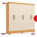 Ver imagem 3 de Guarda-Roupa Solteiro 6 Portas 2 Gavetas Verso Marrom/Cinamon/Off White